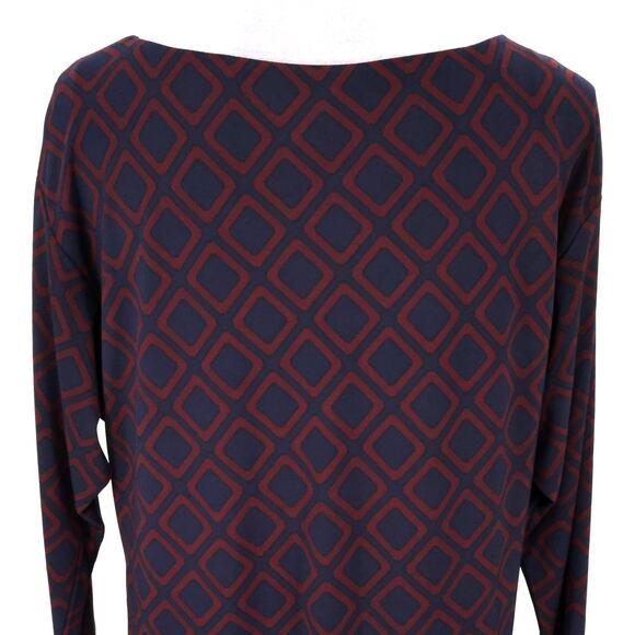 Lauren Ralph Lauren Dress Womens 10 Navy Blue Red Shift Stretch Knit Dolman Slvs - Picture 9 of 11